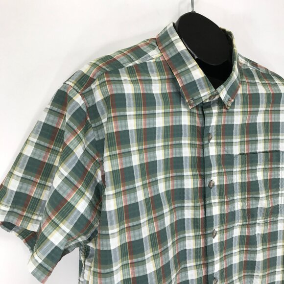 Eddie Bauer Short Sleeve Button Down Shirt Men's 2XL Plaid Outdoor Fishing Trail - Picture 4 of 10